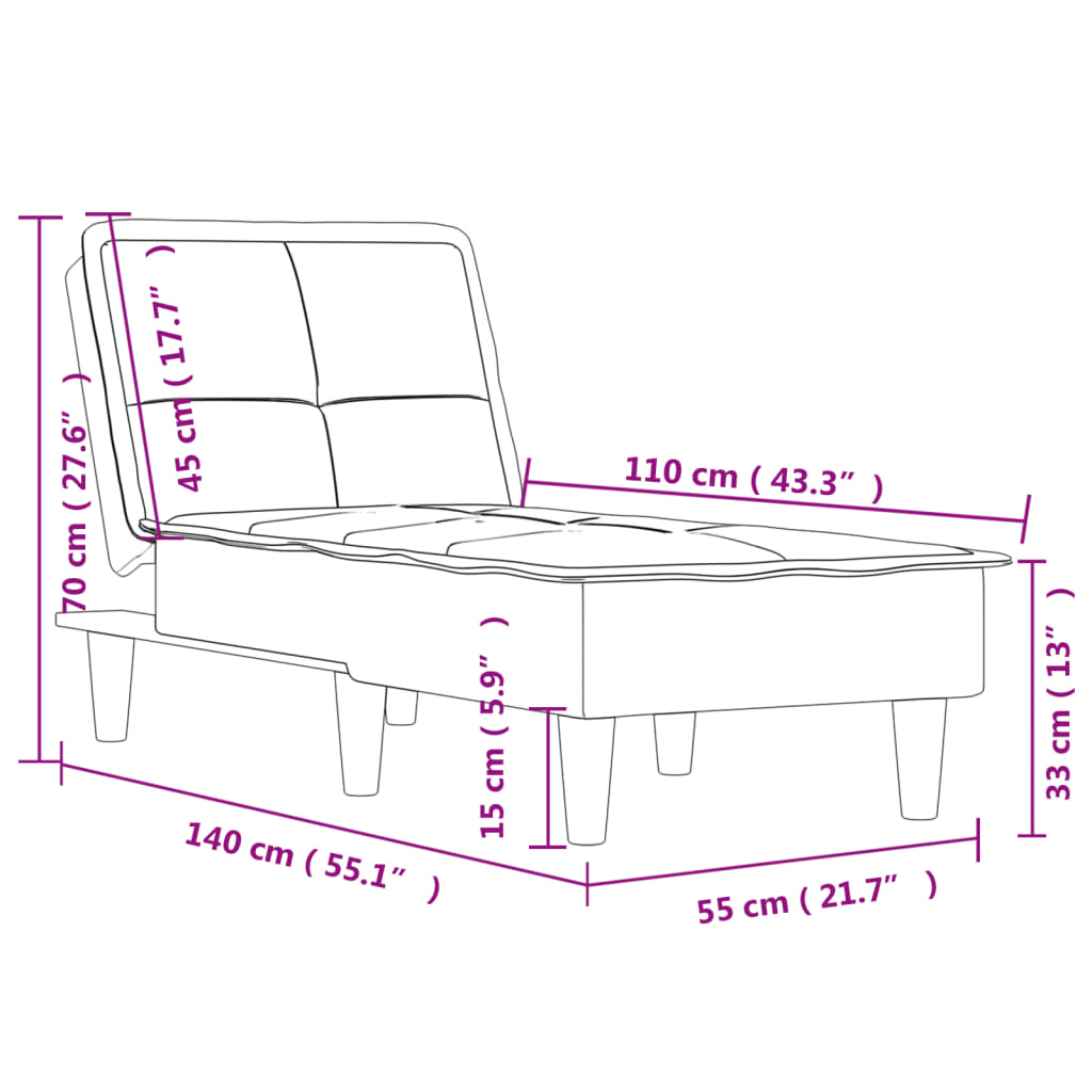 Chaise Longue Stof Donkergrijs