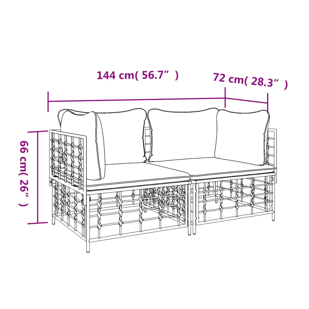 Hoekbanken Sectioneel Met Kussens 2 St Poly Rattan Beige Hoekbank (2 st)