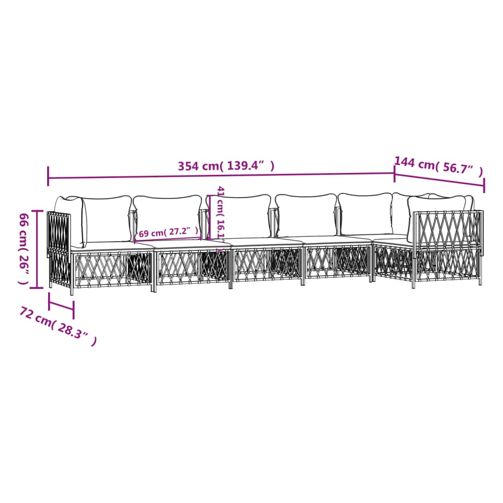 6-Delige Loungeset Met Kussens Staal 1