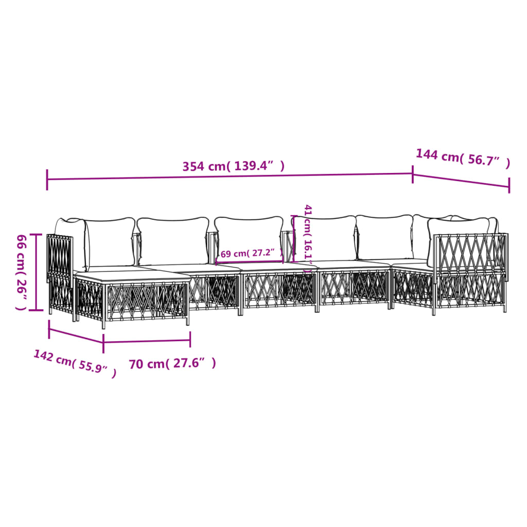 7-Delige Loungeset Met Kussens Staal 1