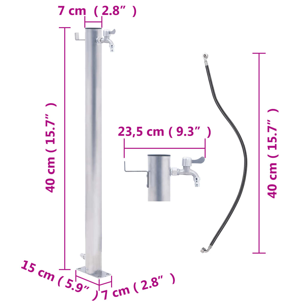Waterzuil Roestvrij Staal 40 cm Rond