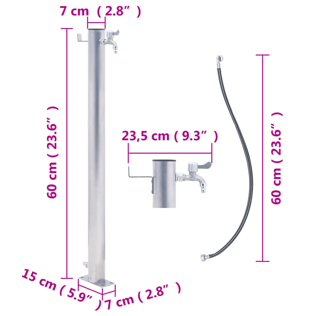 Waterzuil Roestvrij Staal 60 cm Rond