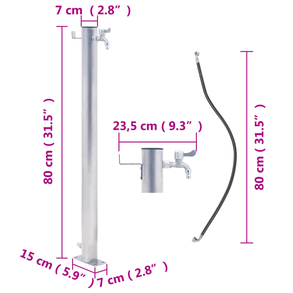 Waterzuil Roestvrij Staal 80 cm Rond