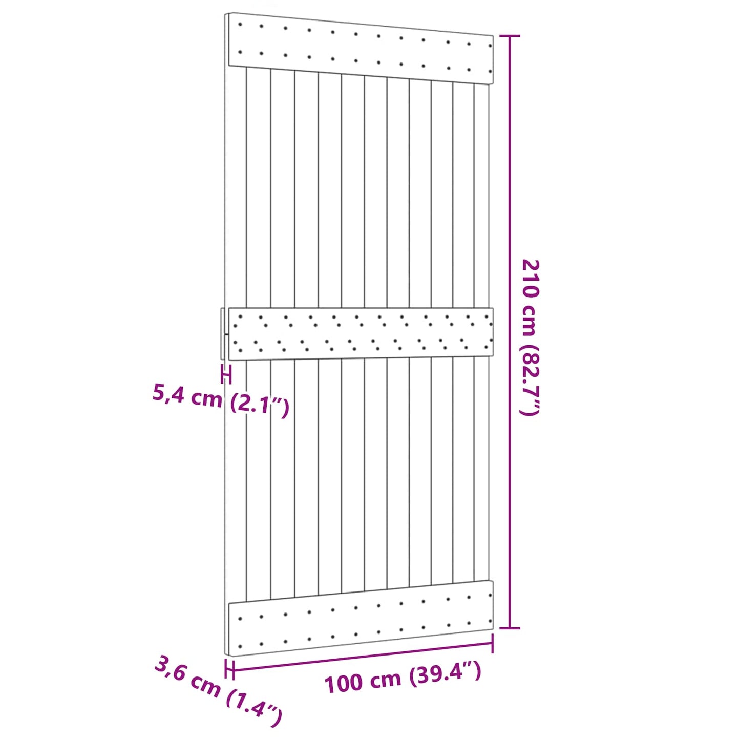 Deur NARVIK Naturel 100 x 210 cm Massief Grenenhout