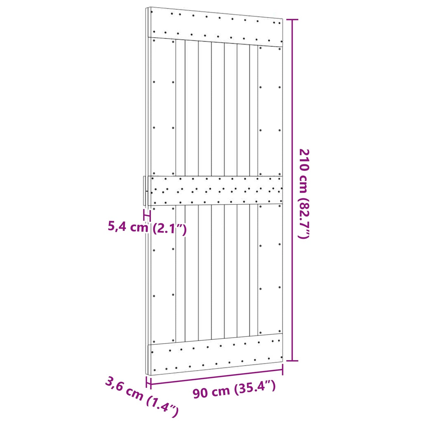 Deur NARVIK Naturel 90 x 210 cm Massief Grenenhout