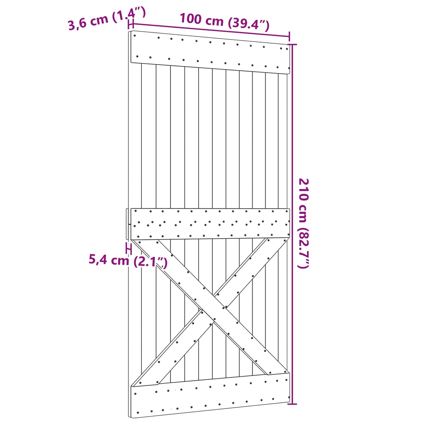 Deur NARVIK Naturel 100 x 210 cm Massief Grenenhout