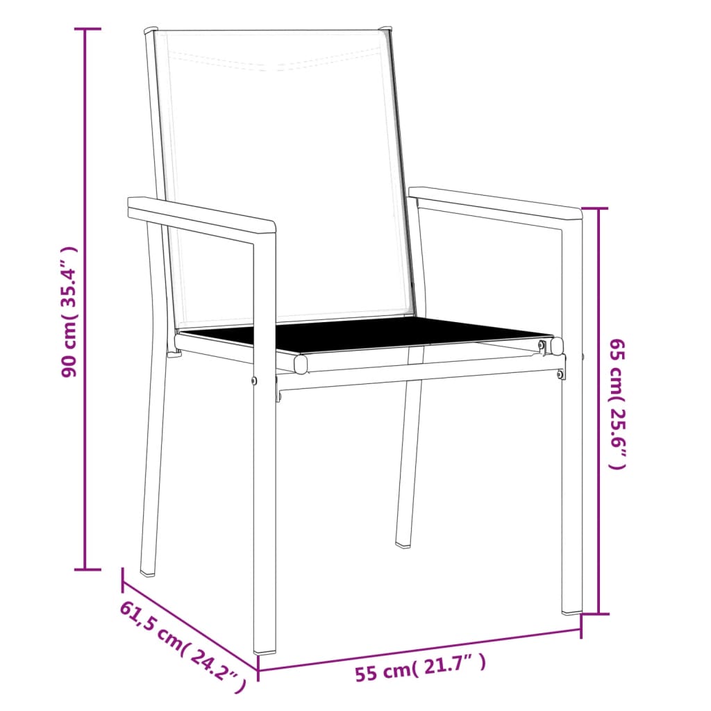 Tuinstoelen 6 St 55X61,5X90 Cm Textileen En Staal Zwart