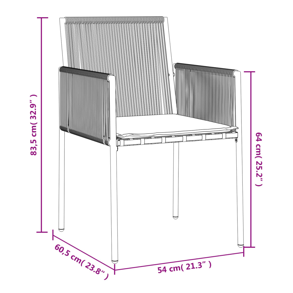 Tuinstoelen Met Kussens 54X0,5X83,5 Cm Poly Rattan Zwart 6