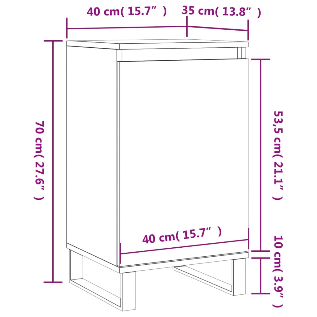 Dressoir 40X35X70 Cm Bewerkt Hout Betongrijs