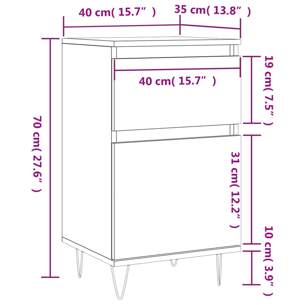 Dressoir 40X35X70 Cm Bewerkt Hout Betongrijs