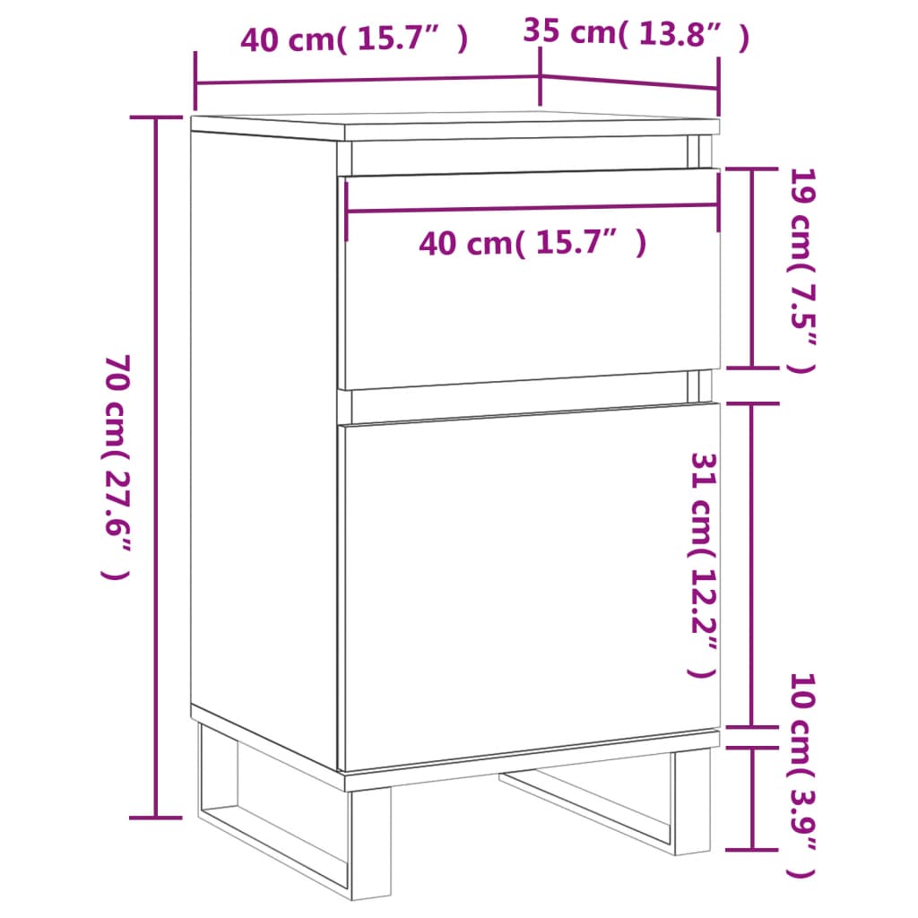 Dressoir 40X35X70 Cm Bewerkt Hout 1 Grijs sonoma