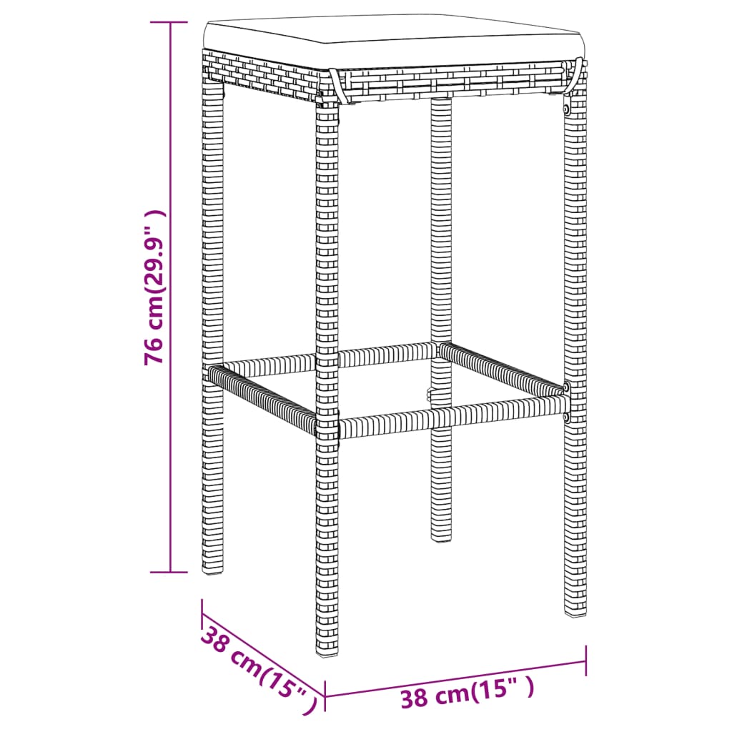 5-Delige Tuinbarset Met Kussens Poly Rattan 4
