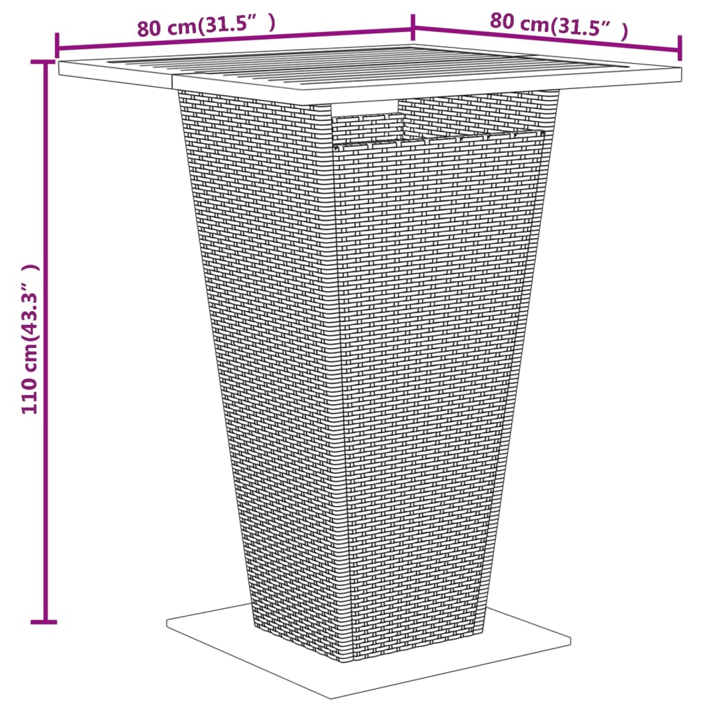 -Delige Tuinbarset Poly Rattan En Massief Acaciahout 5 Zwart