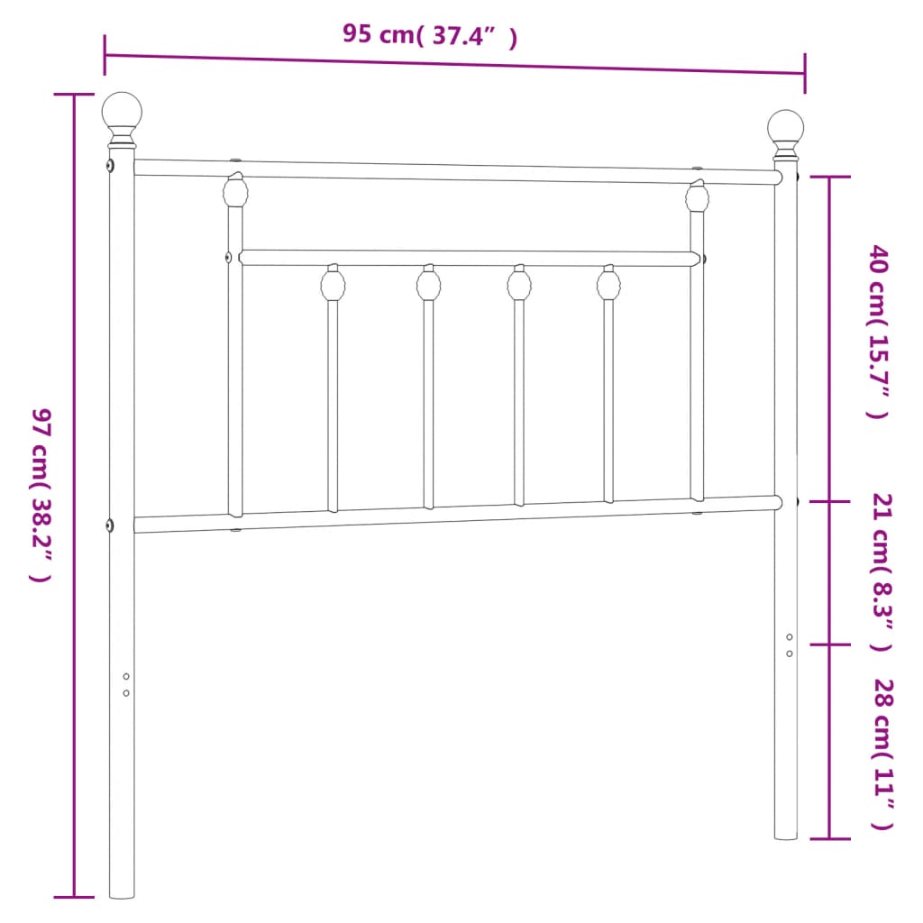 Hoofdbord 90 Cm Metaal Wit