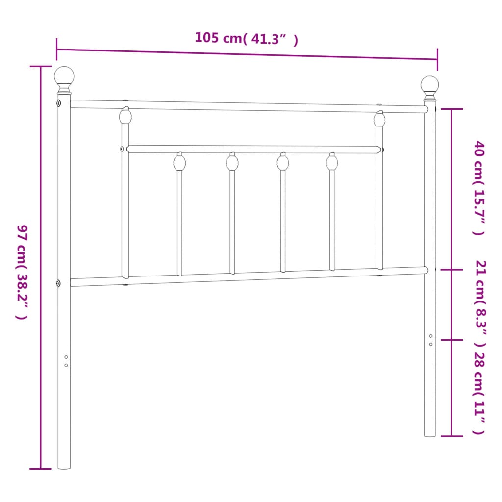 Hoofdbord 100 Cm Metaal Wit