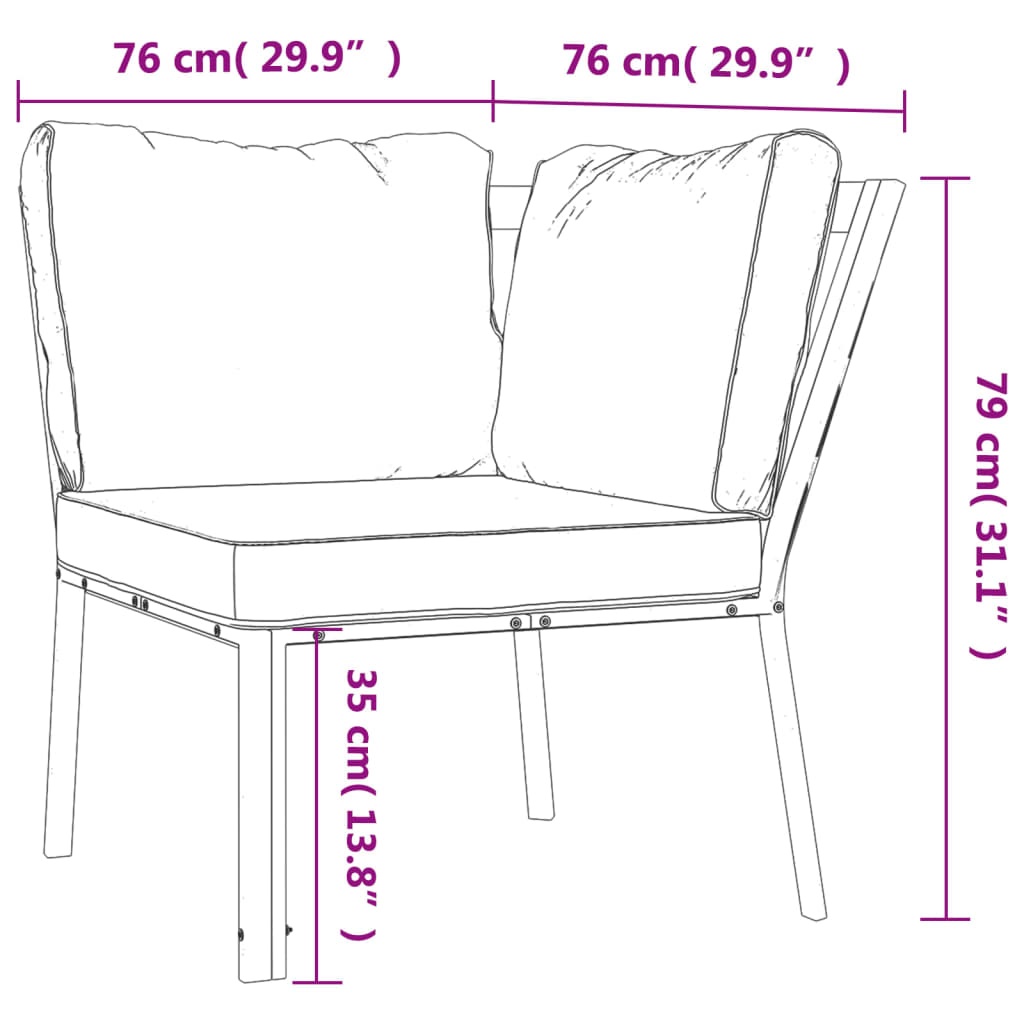 5-delige Loungeset met kussens staal grijs