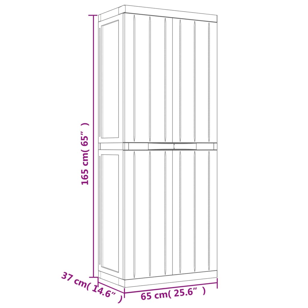 Tuinkast 65X37X65 Cm Polypropeen 65 x 37 x 165 cm (63 x 31 cm) Grijs en zwart