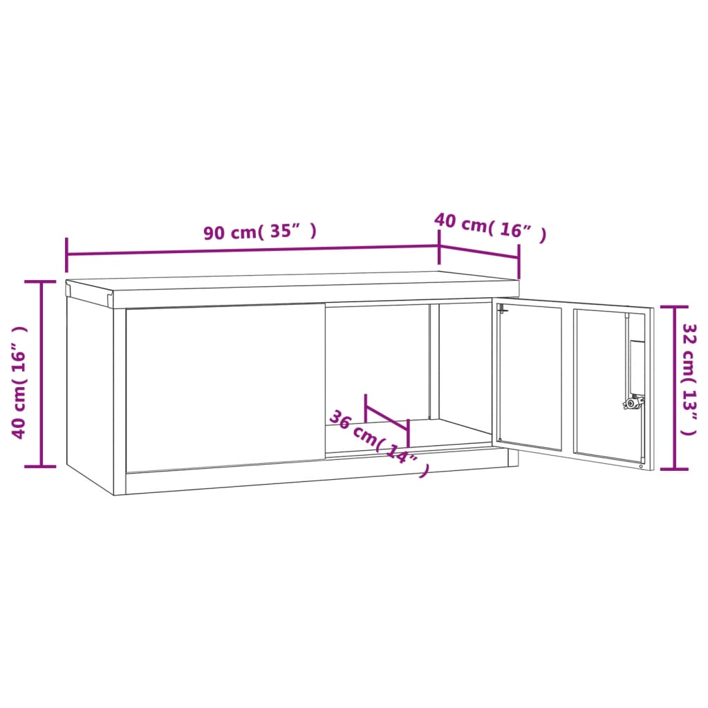 Archiefkast Staal Kleurig 90 x 40 x 40 cm Antraciet