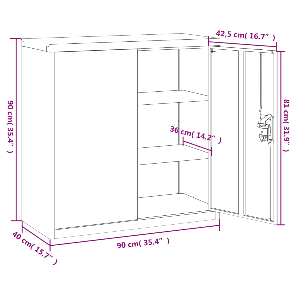 Archiefkast Staal 90 x 40 x 90 cm Wit