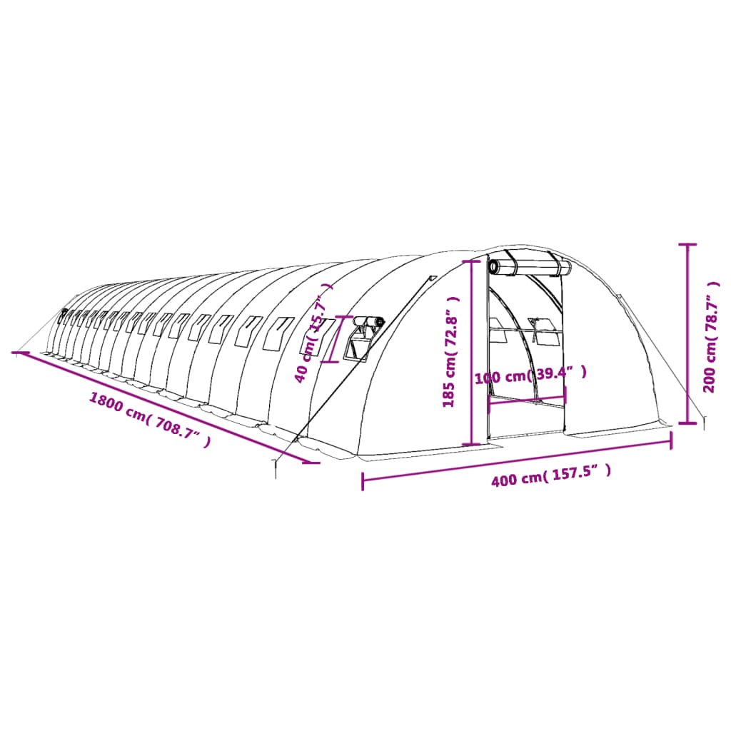 Tuinkas Met Stalen Frame 72 M² 18X4X2 M Wit