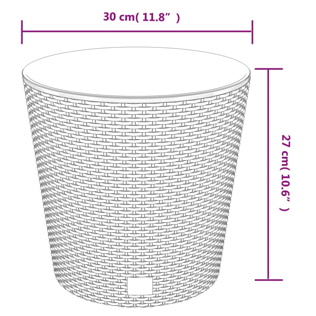 Plantenbak Met Uitneembare Bak Rattan-Look 15/15,3 L Pp Wit