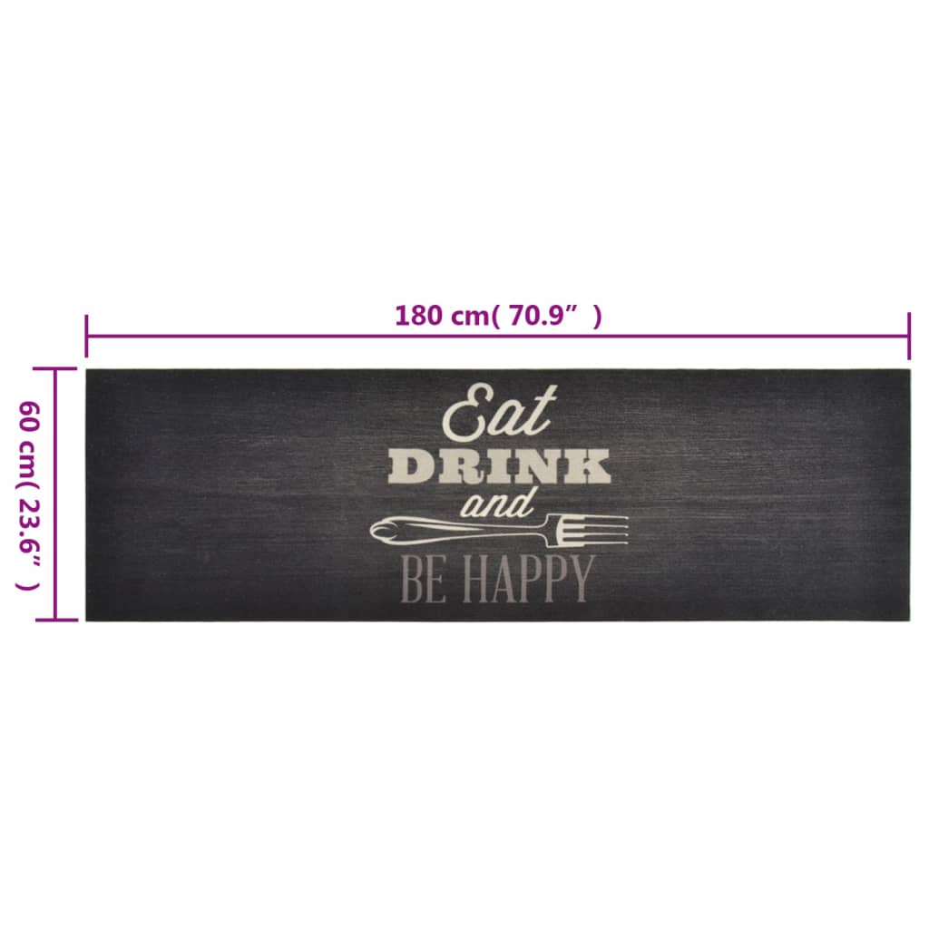 Keukenmat Wasbaar Keukenprint Fluweel 60 x 180 cm Zwart en wit