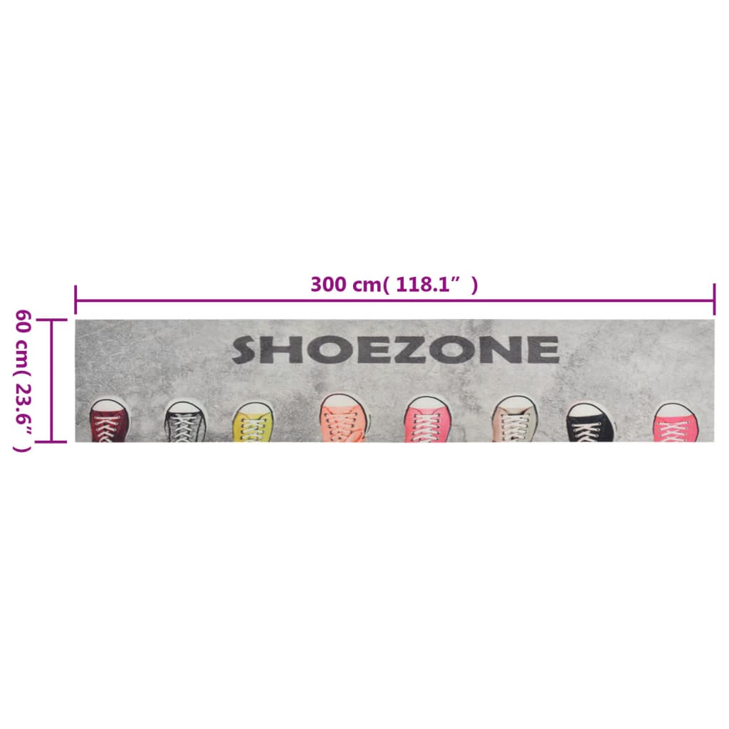 Keukenmat Wasbaar Shoezone-Print Fluweel 60 x 300 cm Grijs