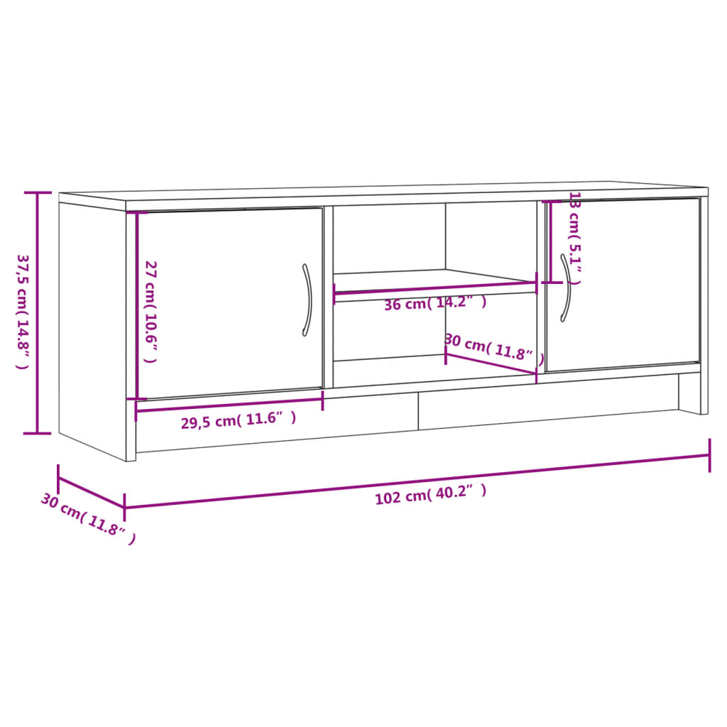 Tv-Meubel 02X30X37,5 Cm Bewerkt Hout Betongrijs