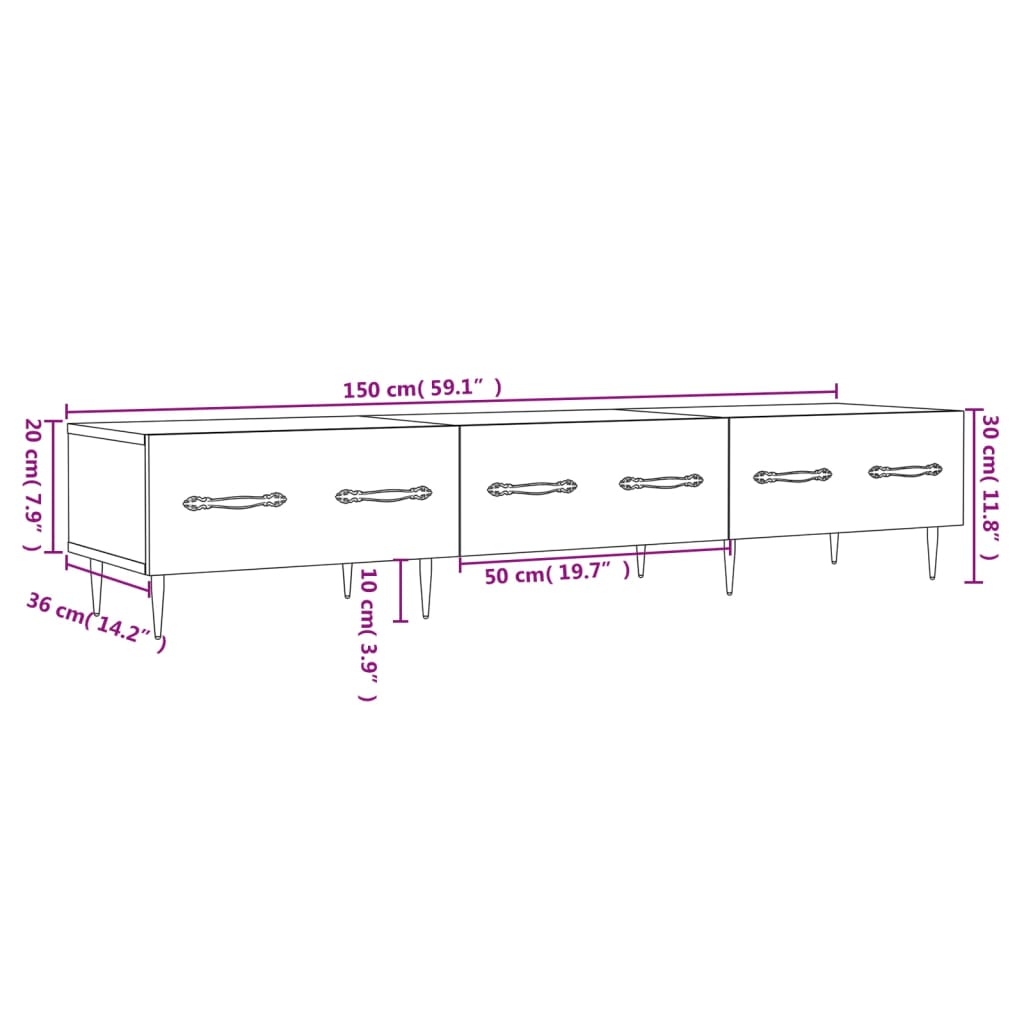 Tv-Meubel 50X36X30 Cm Bewerkt Hout Kleurig Sonoma eiken