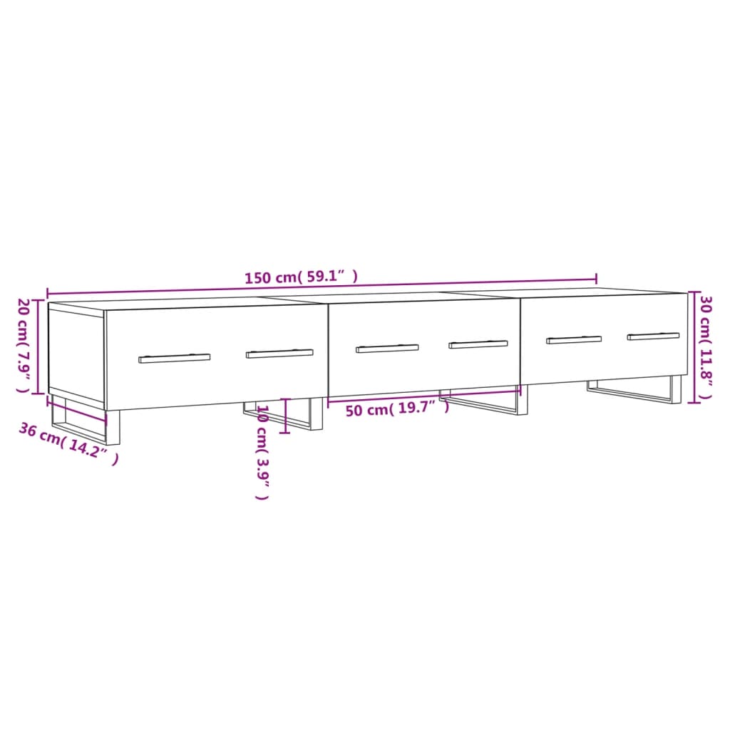 Tv-Meubel 50X36X30 Cm Bewerkt Hout Eikenkleurig Grijs sonoma