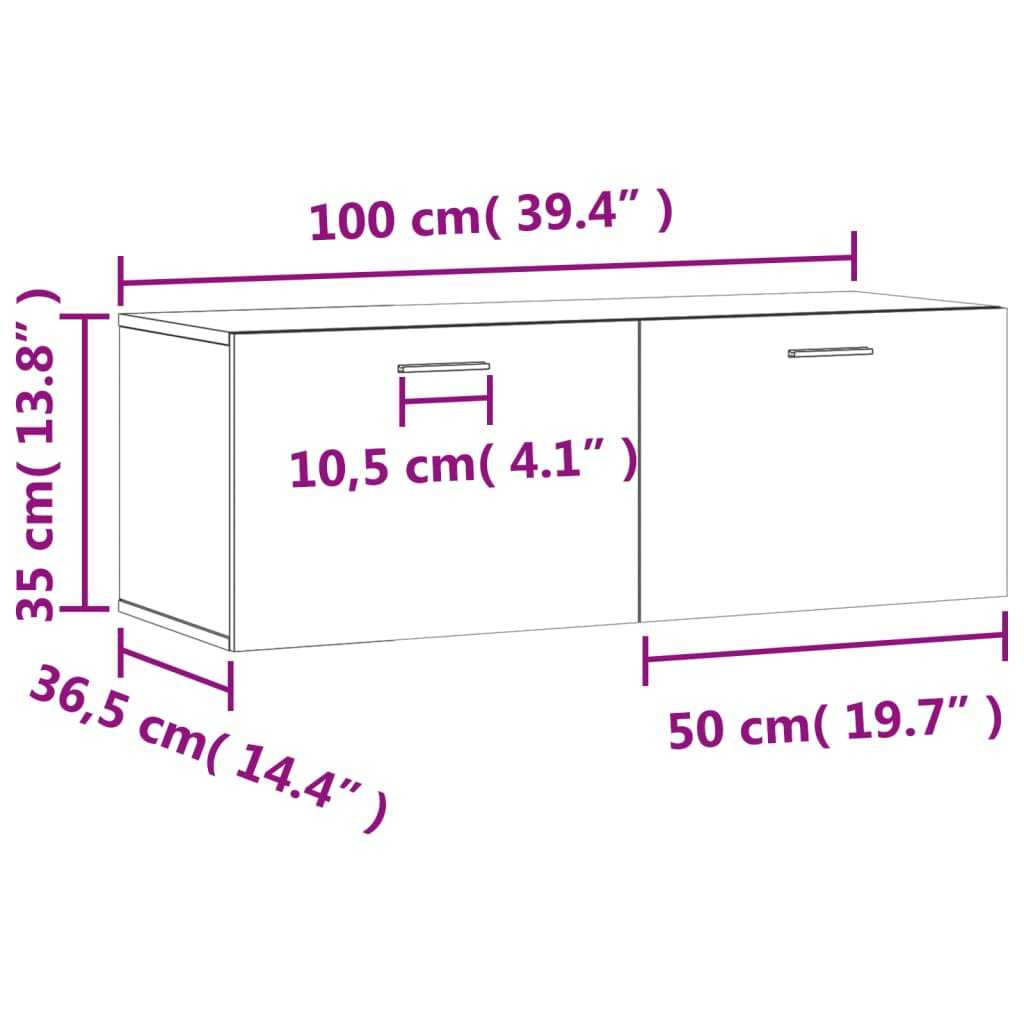 Wandkast 100X36,5X35 Cm Bewerkt Hout Gerookt Eikenkleurig