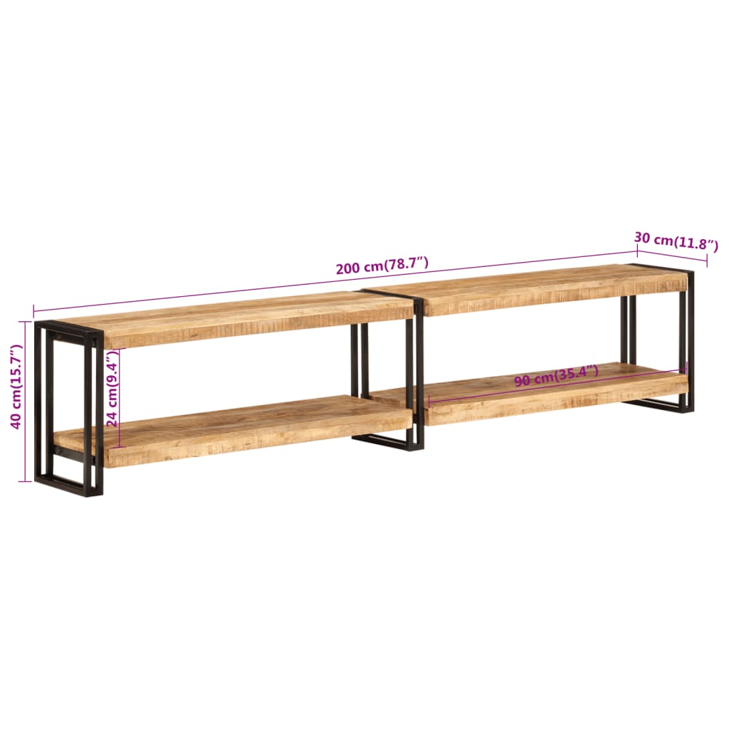 Tv-meubel 200x30x40 cm massief mangohout 200 x 30 x 40 cm massief mangohout