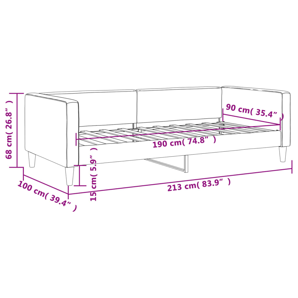 Slaapbank 90x190 cm stof donkergrijs 90 x 190 cm Donkergrijs