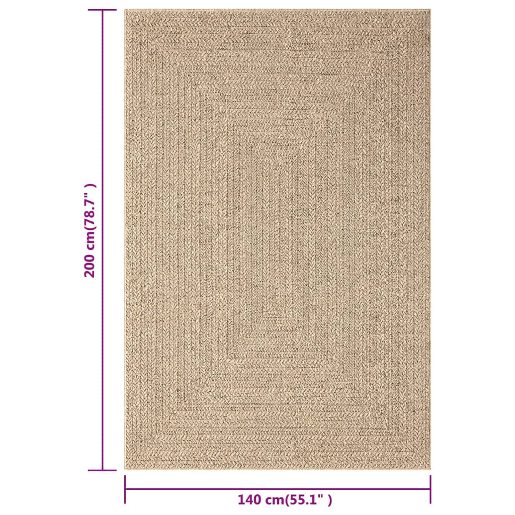 Vloerkleed 140x200 cm voor binnen en buiten jute look 140 x 200 cm Rechthoekig