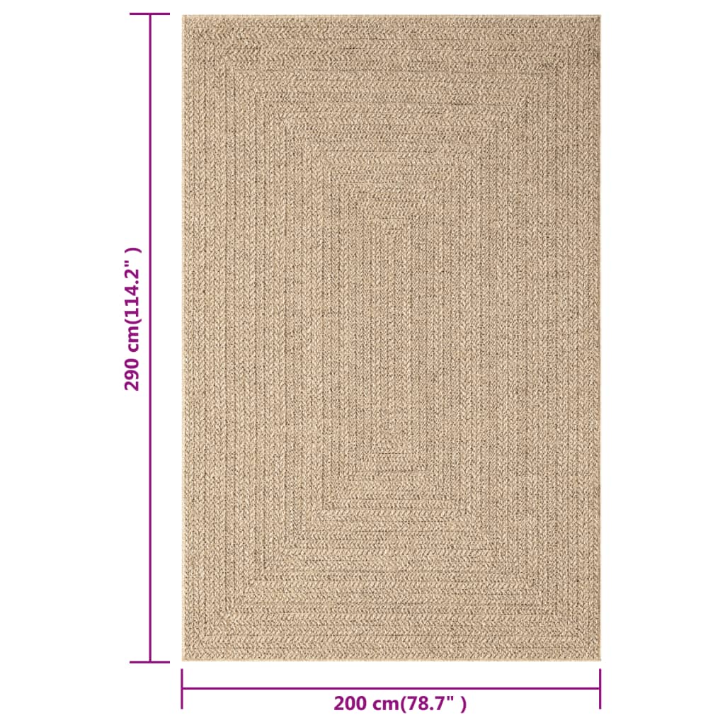 Vloerkleed Voor Binnen En Buiten Jute Look 200 x 290 cm Rechthoekig