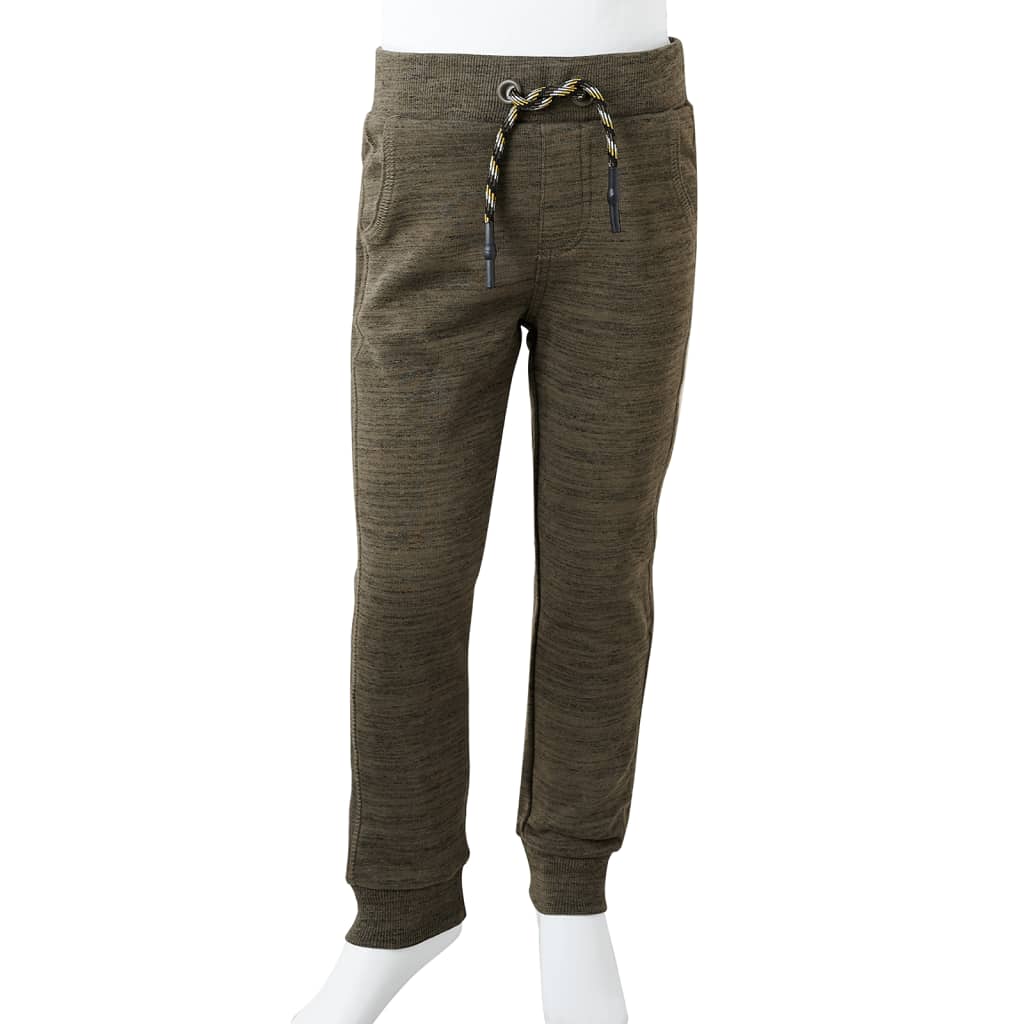 Kinderjoggingbroek 104 gemêleerd donker kaki Kaki 104