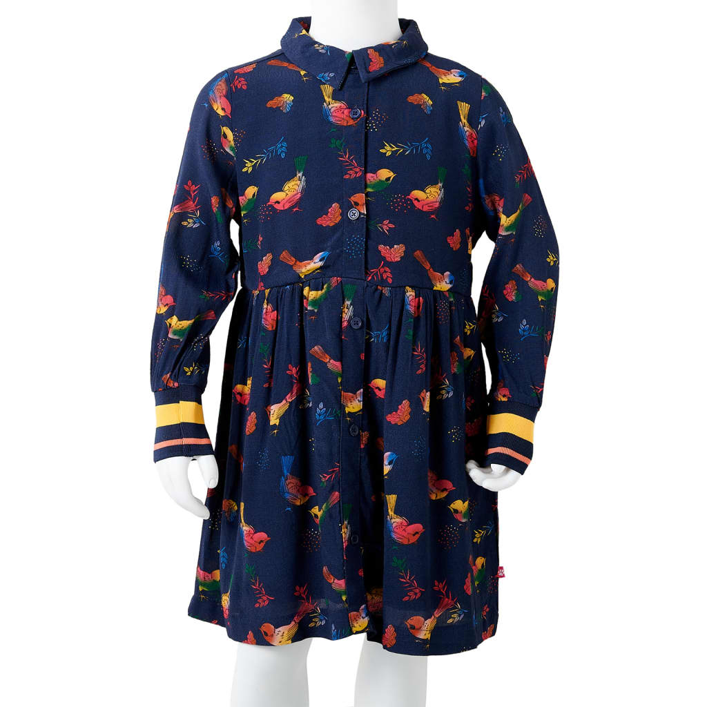 Kinderjurk met lange mouwen 116 marineblauw 116