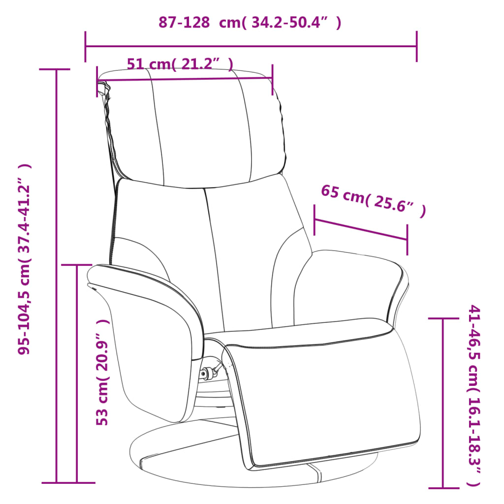 Fauteuil verstelbaar met voetensteun kunstleer cappuccinokleur