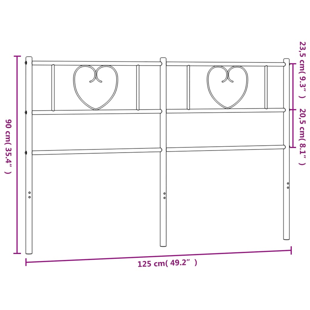 Hoofdbord 120 Cm Metaal Zwart