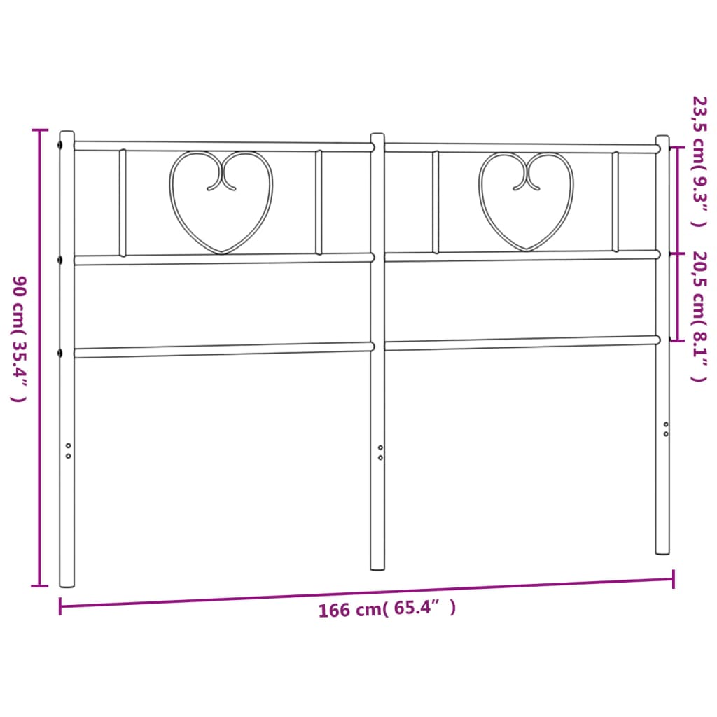 Hoofdbord 160 Cm Metaal Zwart