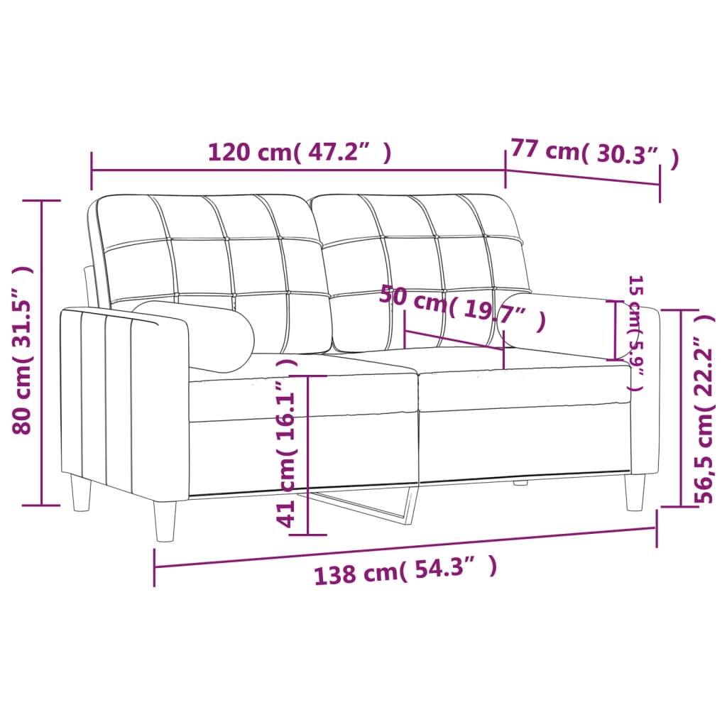Tweezitsbank Met Sierkussens Stof Kleurig 120 cm Crème