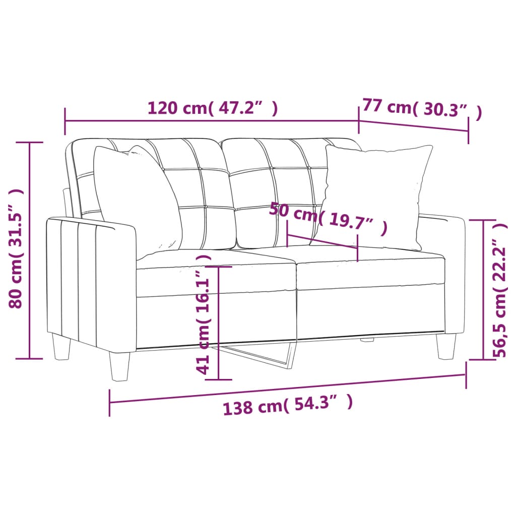 Tweezitsbank Met Sierkussens Kunstleer Kleurig 120 cm Cappuccino