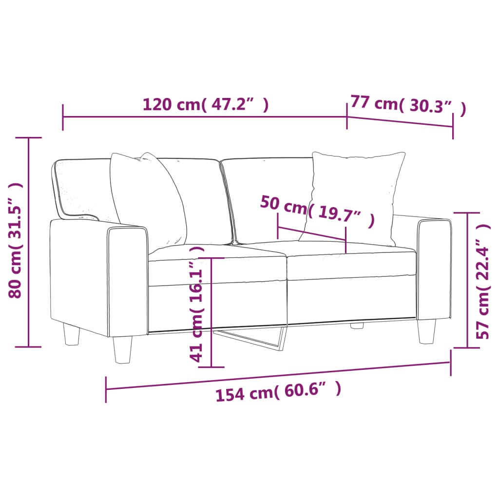 Tweezitsbank met sierkussens 120 cm kunstleer cappuccinokleurig 120 cm Cappuccino