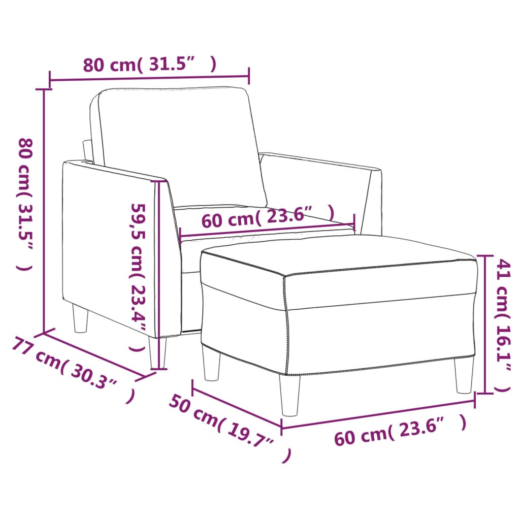 Fauteuil Met Voetenbank 60 Cm Kunstleer Wijnrood