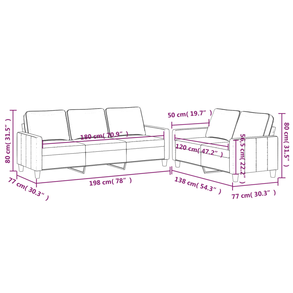 2-Delige Loungeset Fluweel Zwart met kussens