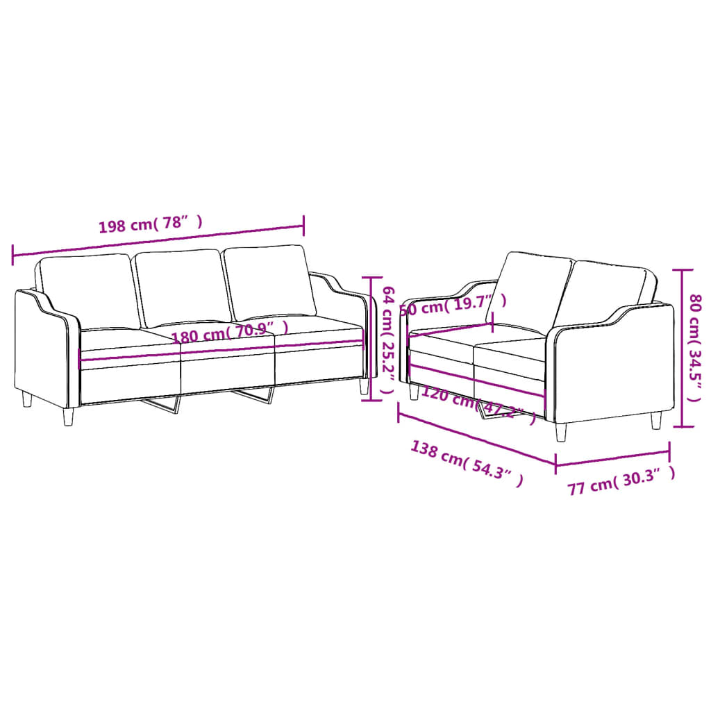 2-Delige Loungeset Stof Bruin met kussens