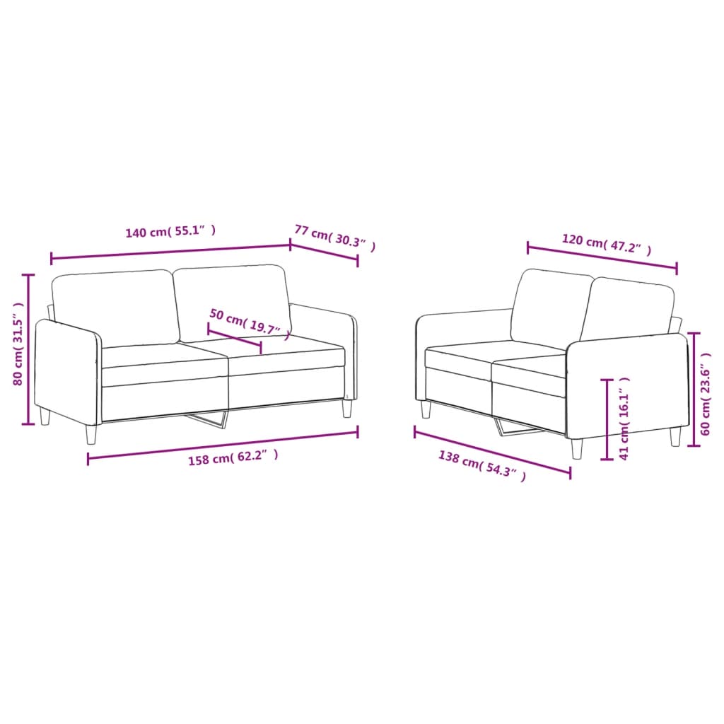 2-delige Loungeset fluweel donkergrijs Donkergrijs