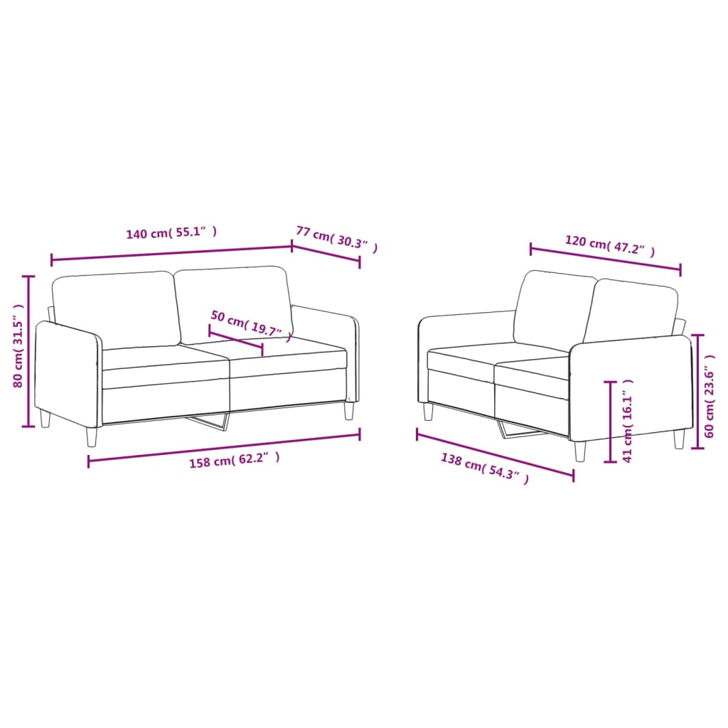 2-delige Loungeset fluweel zwart Zwart met kussens