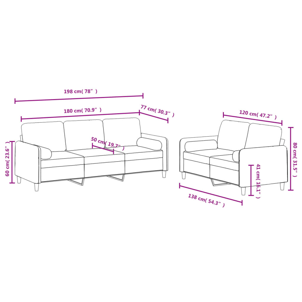 2-Delige Loungeset Fluweel Blauw met kussens