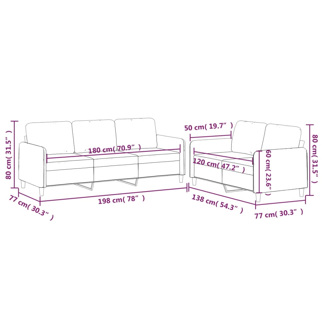2-delige Loungeset met kussens stof taupe Taupe met kussens